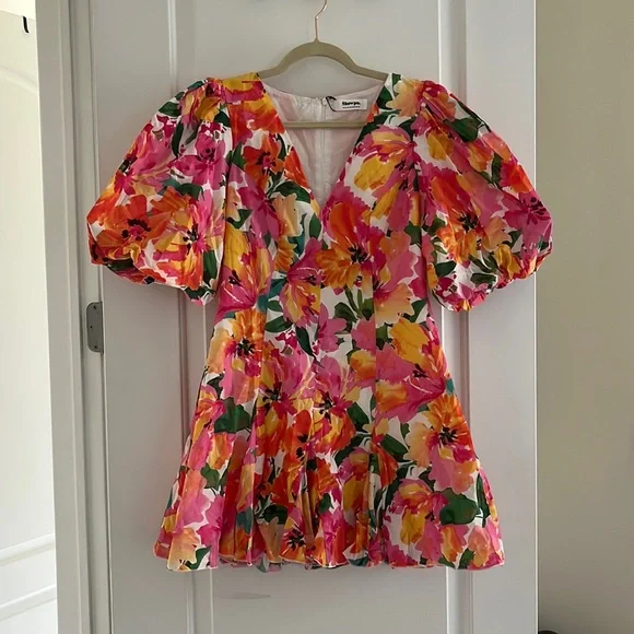Showpo Floral Mini Dress - Pink, Yellow, Orange - Picture 2 of 4